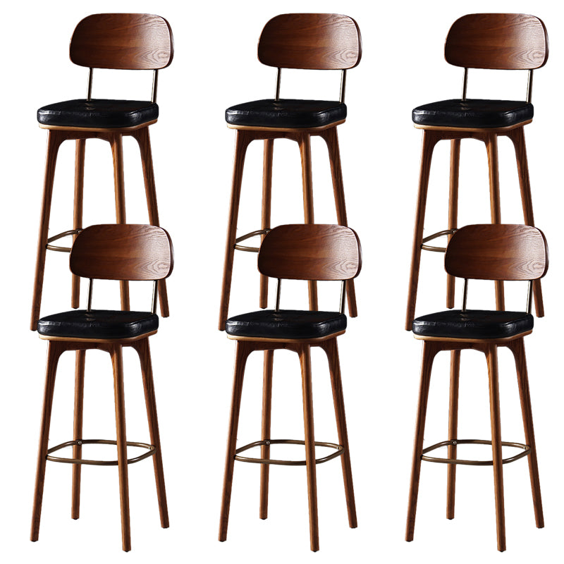 Leather Bar Stools with Wood Frame Contemporary Armless Stools for Home