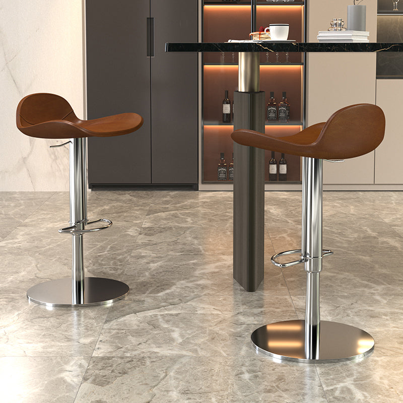 Contemporary Metal Legs Bar Stools Faux Leather Counter Chair