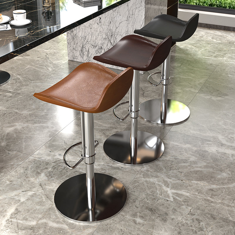 Contemporary Metal Legs Bar Stools Faux Leather Counter Chair