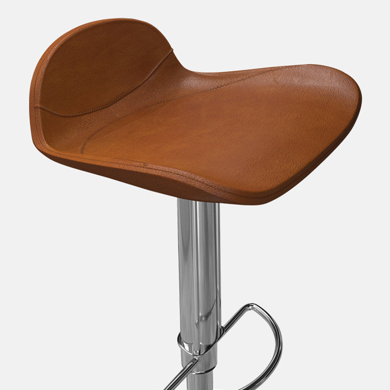 Contemporary Metal Legs Bar Stools Faux Leather Counter Chair