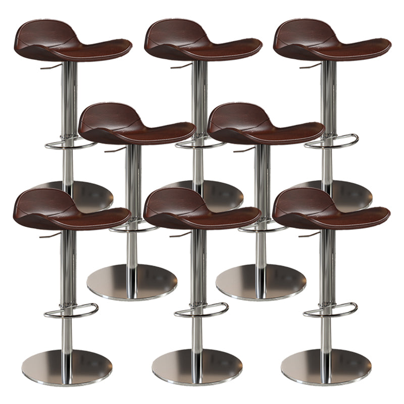 Contemporary Metal Legs Bar Stools Faux Leather Counter Chair
