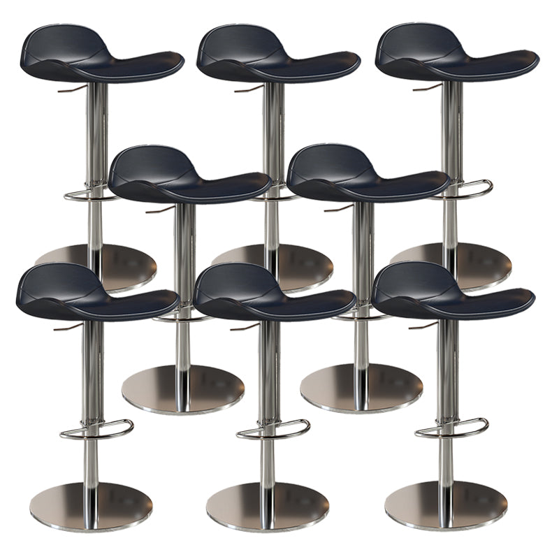 Contemporary Metal Legs Bar Stools Faux Leather Counter Chair