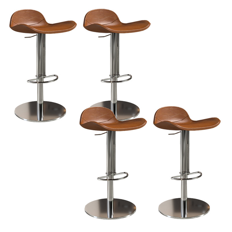 Contemporary Metal Legs Bar Stools Faux Leather Counter Chair