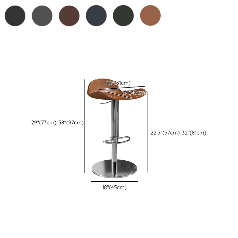 Contemporary Metal Legs Bar Stools Faux Leather Counter Chair