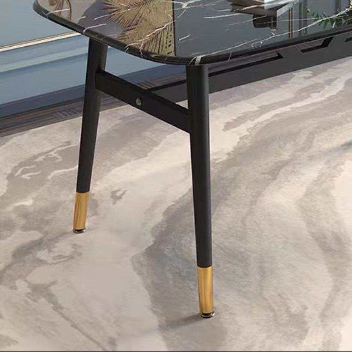 Black Dining Table Rectangle Dining Table for Kitchen Dining Room
