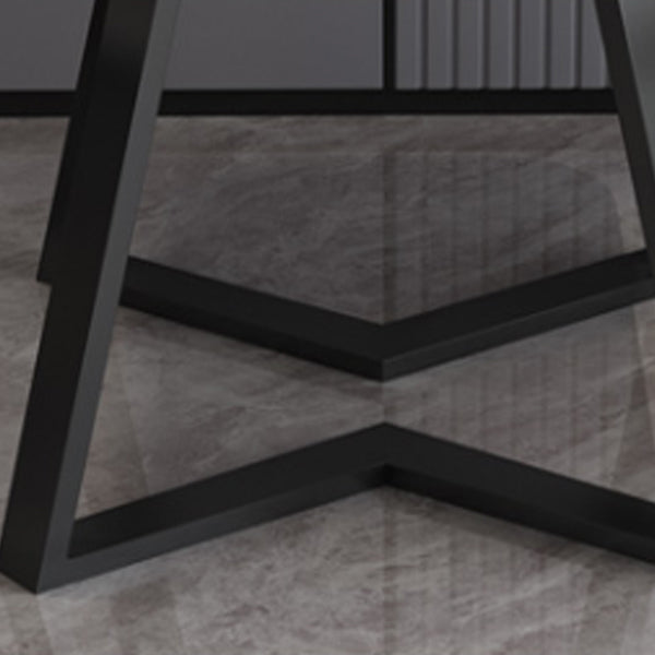 Modern Wood Dining Table Square Dining Table with Double Pedestal for Home