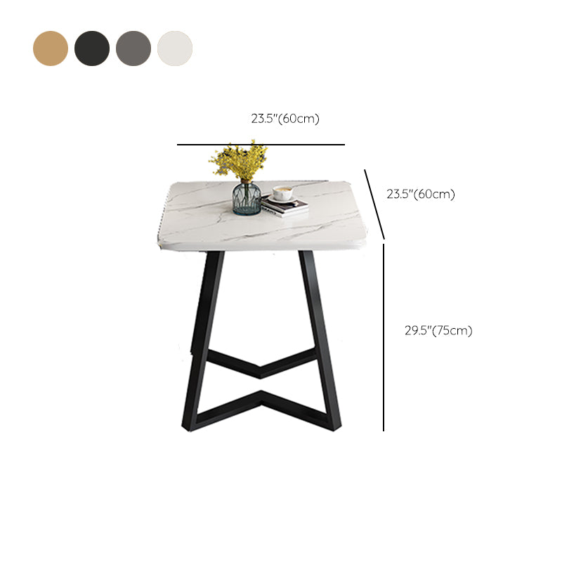 Modern Wood Dining Table Square Dining Table with Double Pedestal for Home