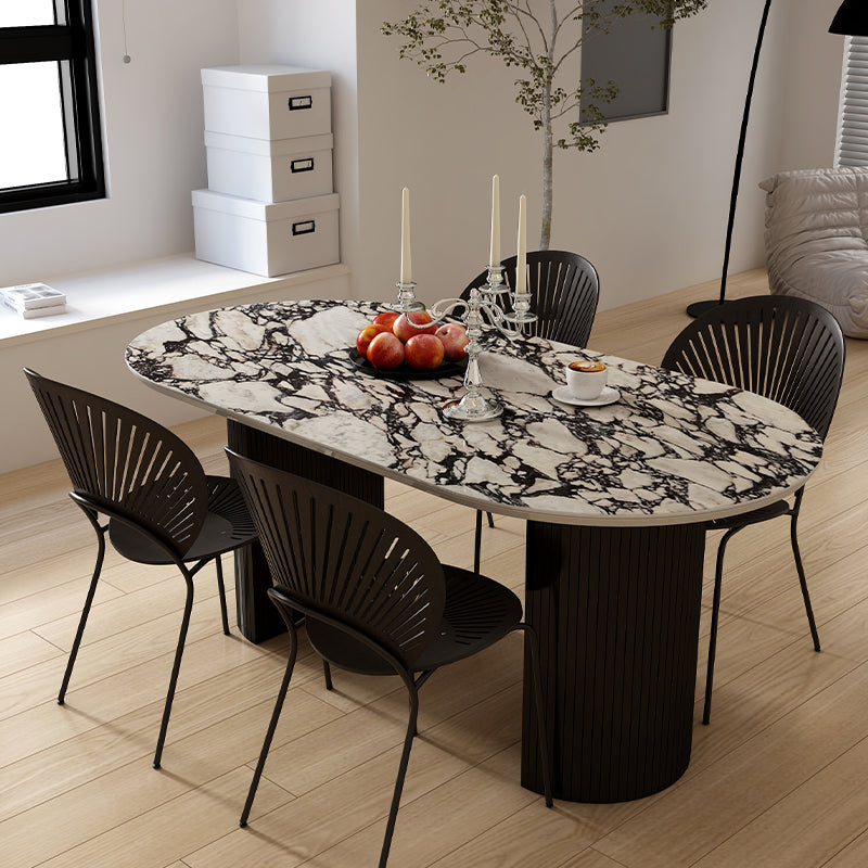 Oval Industrial Dinner Room Kitchen Table Double Pedestal Dining Table