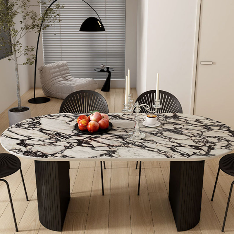 Oval Industrial Dinner Room Kitchen Table Double Pedestal Dining Table