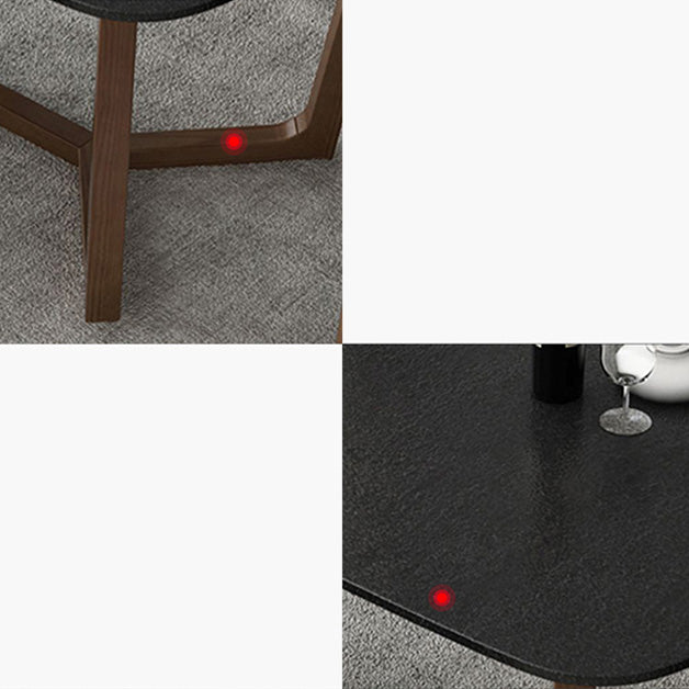 Modern Rectangle Stone Dining Table Ash Wood Base for Kitchen