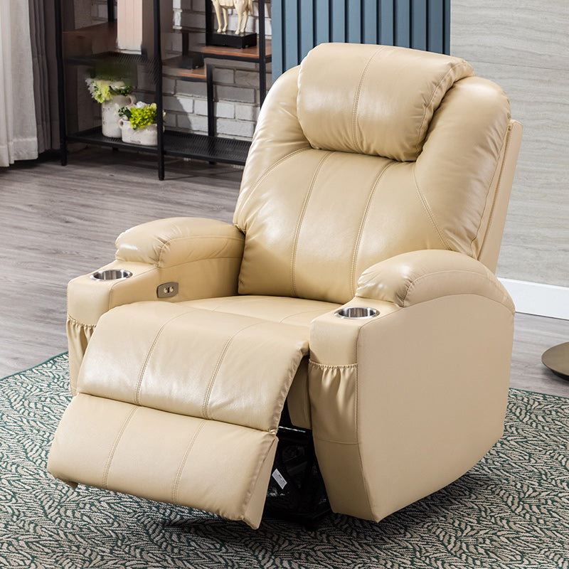 Contemporary Recliner Chair Metal Solid Color Swivel Rocker Indoor Cup Holders