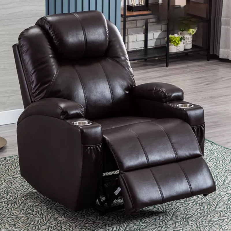 Contemporary Recliner Chair Metal Solid Color Swivel Rocker Indoor Cup Holders