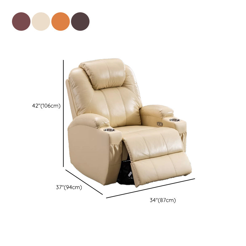 Contemporary Recliner Chair Metal Solid Color Swivel Rocker Indoor Cup Holders
