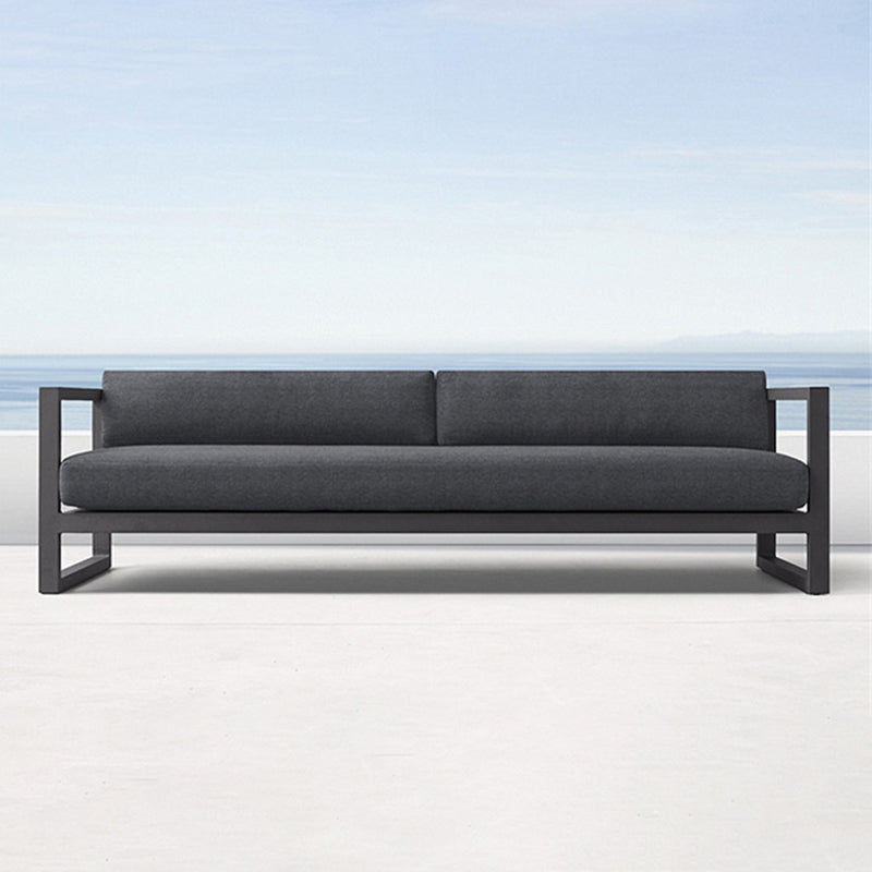 Contemporary Outdoor Patio Sofa Fabric Cushion Gray UV Resistant Water Resistant