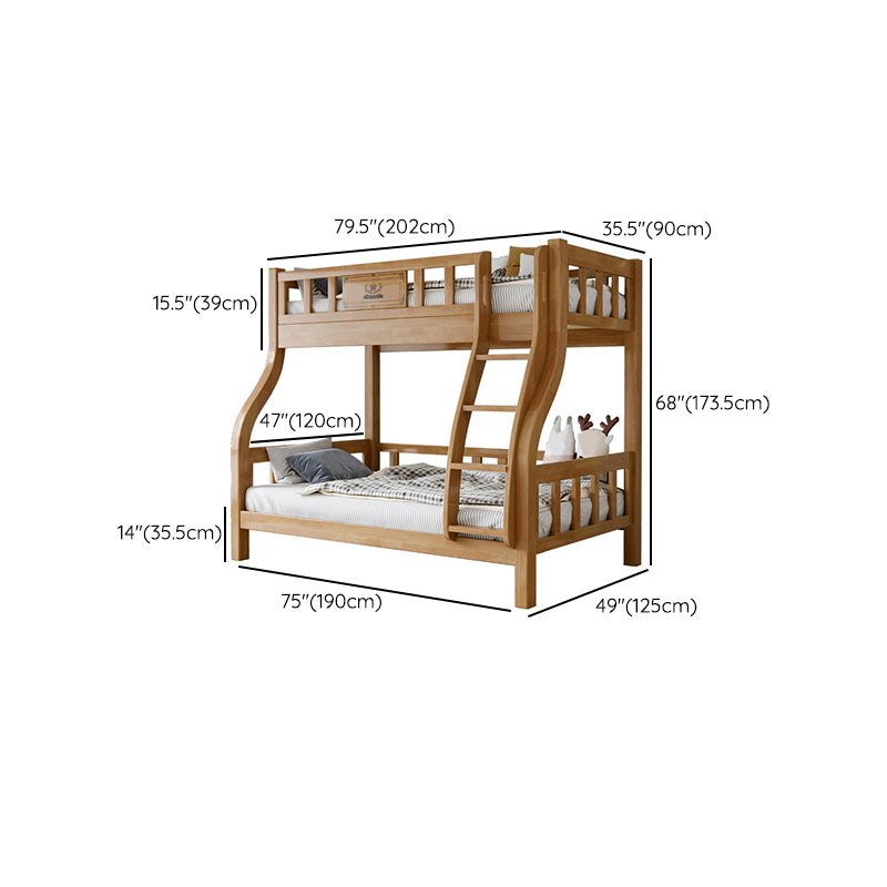 Scandinavian Kids Bed Gender Neutral Solid Wood Bunk Bed with Guardrail