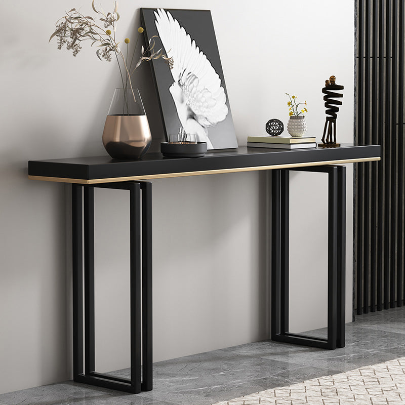 Modern Rectangular Console Table Stone Console Sofa Table in Black