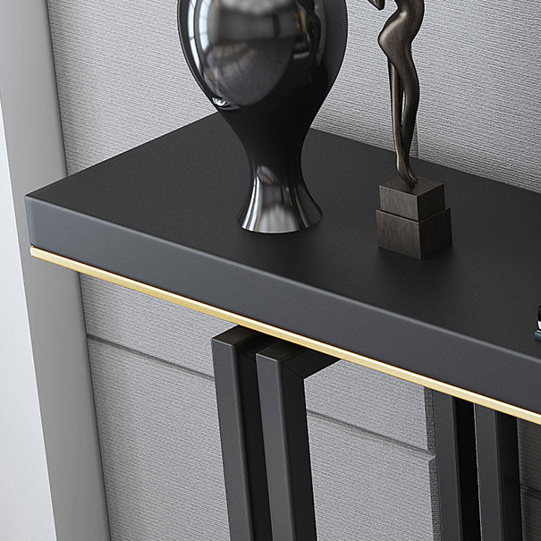 Modern Rectangular Console Table Stone Console Sofa Table in Black