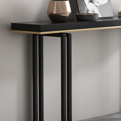 Modern Rectangular Console Table Stone Console Sofa Table in Black