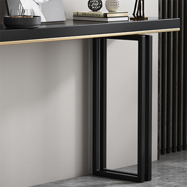 Modern Rectangular Console Table Stone Console Sofa Table in Black