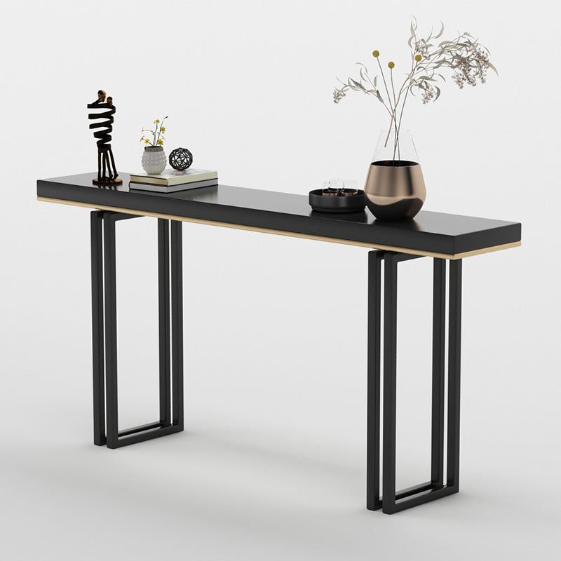 Modern Rectangular Console Table Stone Console Sofa Table in Black