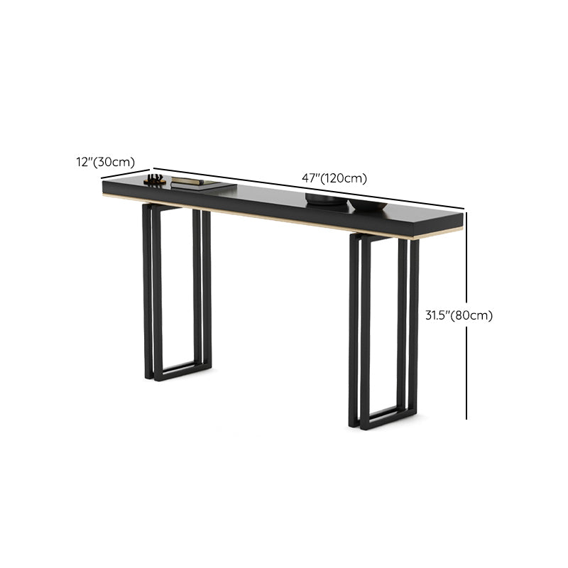 Modern Rectangular Console Table Stone Console Sofa Table in Black