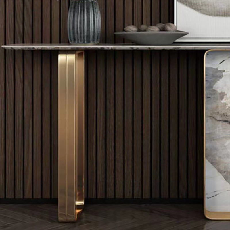 Rectangle Shape Contemporary Console Table Stone Sofa Table in Gold