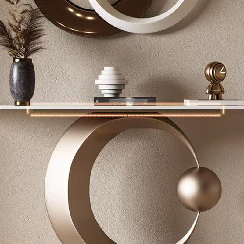Rectangle Shape Contemporary Console Table Stone Sofa Table in Gold/Black