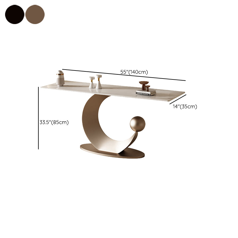 Rectangle Shape Contemporary Console Table Stone Sofa Table in Gold/Black