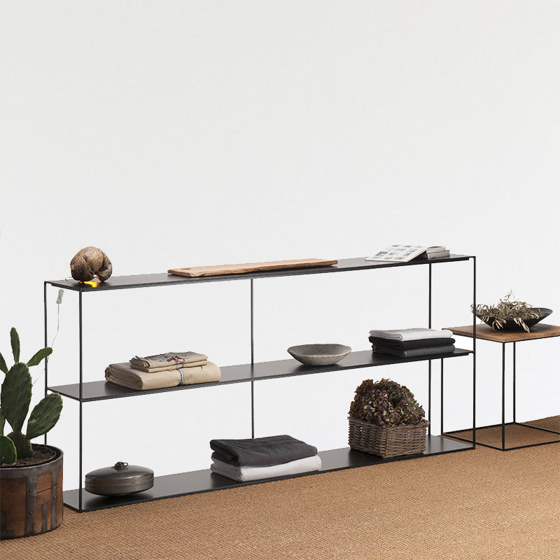 Modern Rectangular Console Table Metal Console Sofa Table in White/Black