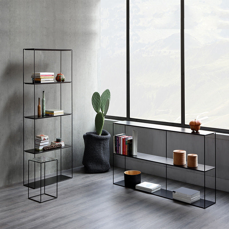 Modern Rectangular Console Table Metal Console Sofa Table in White/Black