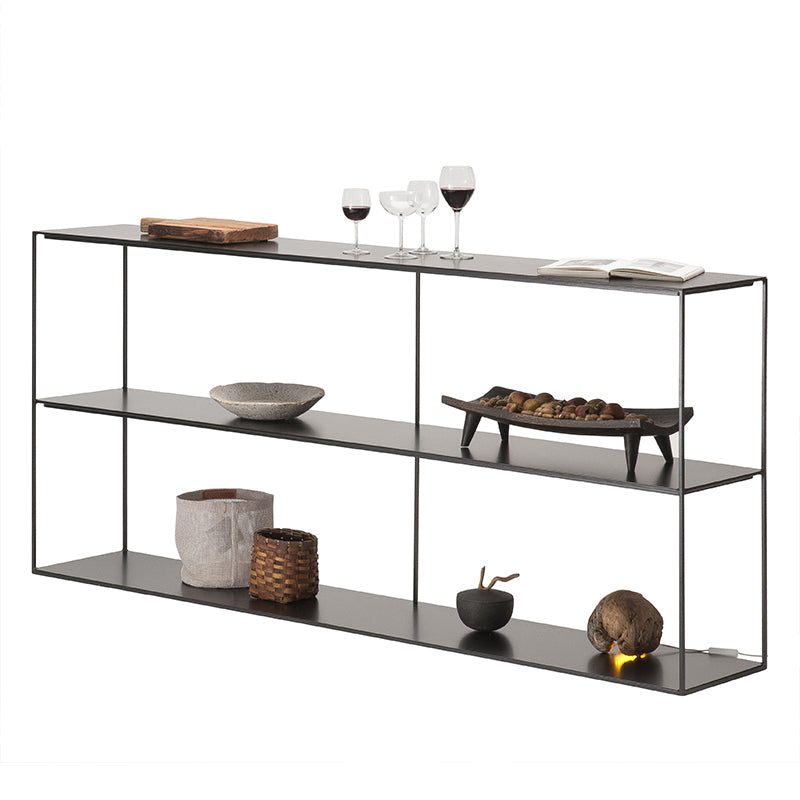 Modern Rectangular Console Table Metal Console Sofa Table in White/Black