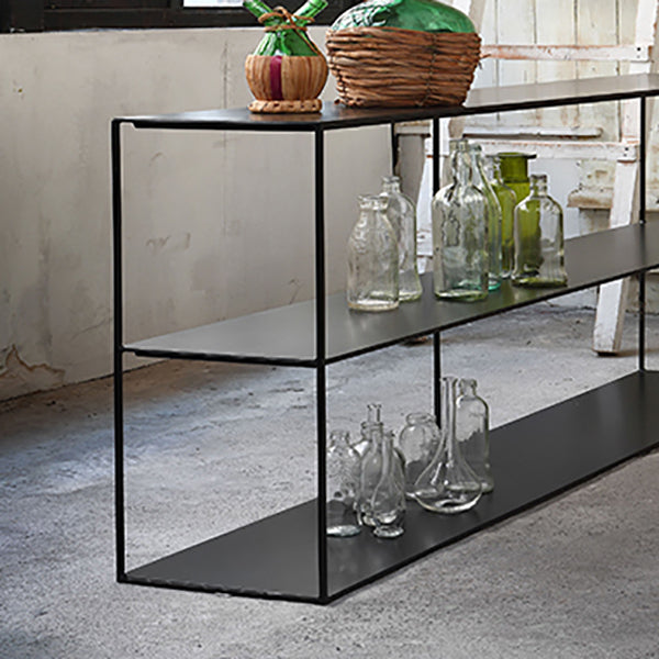Modern Rectangular Console Table Metal Console Sofa Table in White/Black