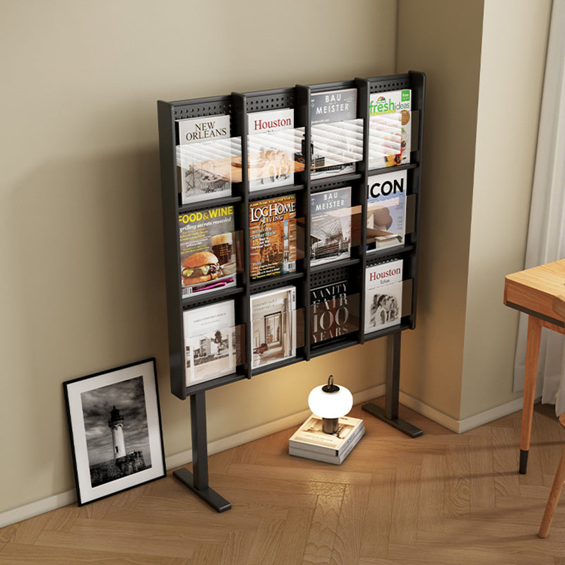 Modern Style Closed Back Bookshelf Standard Metal Bookcase with Shelves