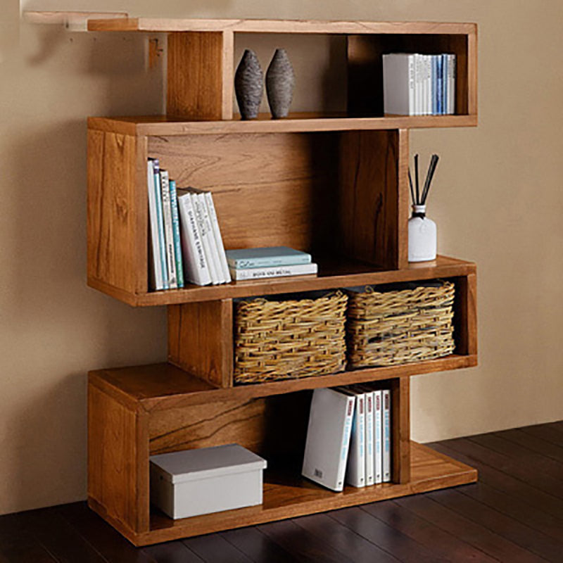 Modern Closed Back Bookshelf Standard Solid Wood Bookcase with Shelves