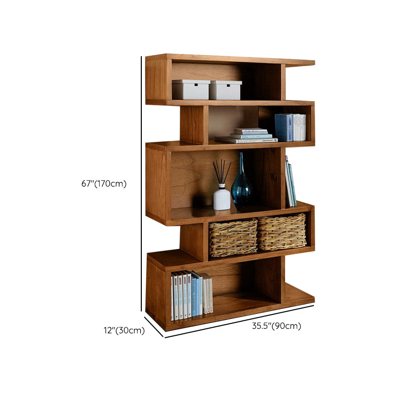 Modern Closed Back Bookshelf Standard Solid Wood Bookcase with Shelves