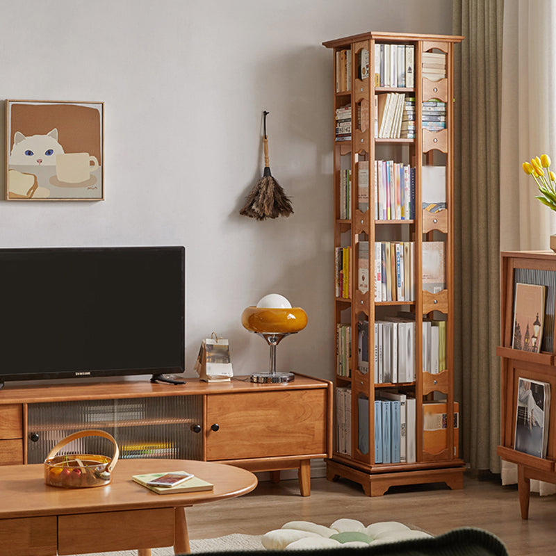 Modern Style Open Back Bookshelf Standard Solid Wood Bookcase with Shelves