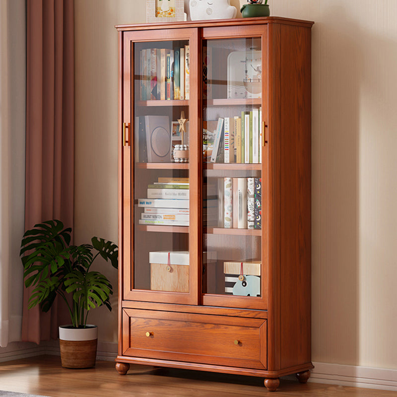 Vertical Solid Wood Bookcase Contemporary Closed Back Bookshelf