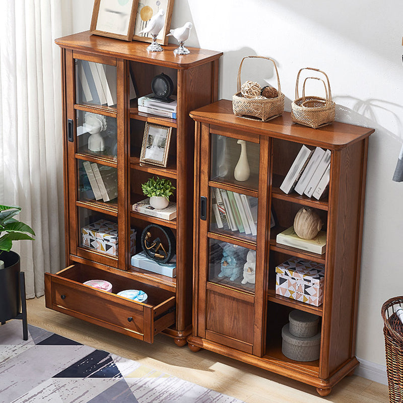 Vertical Solid Wood Bookcase Contemporary Closed Back Bookshelf