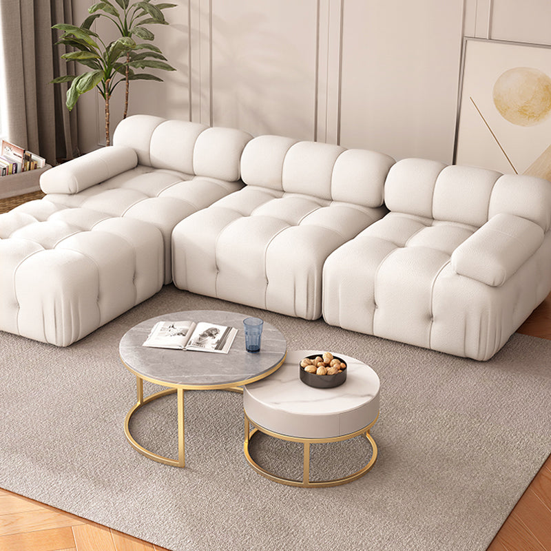 37" Wide Contemporary Sofa Fabric Tufted White Standard Seating