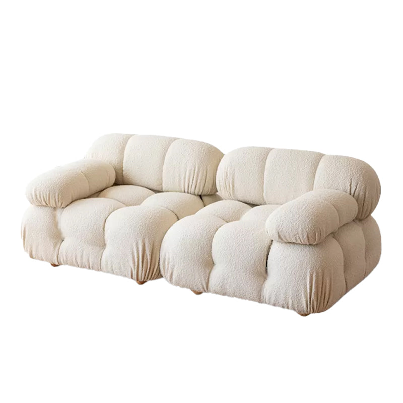 37" Wide Contemporary Sofa Fabric Tufted White Standard Seating