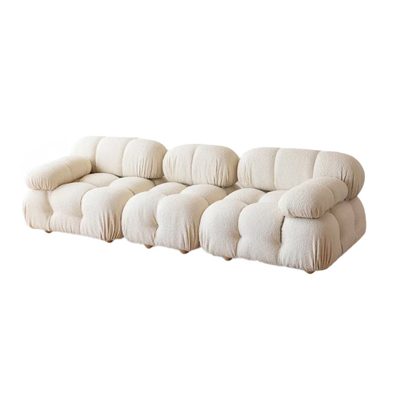 37" Wide Contemporary Sofa Fabric Tufted White Standard Seating