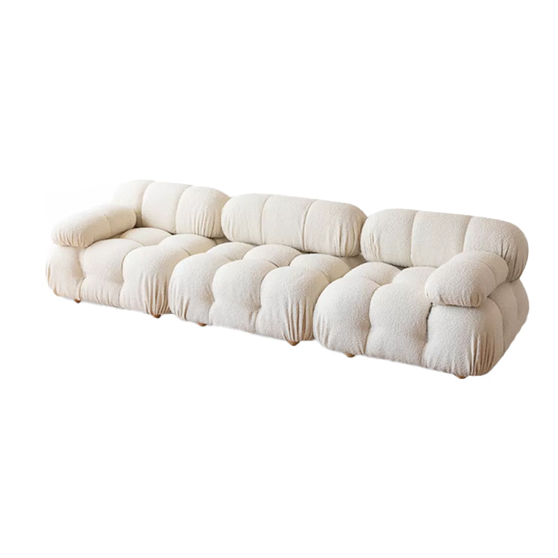 37" Wide Contemporary Sofa Fabric Tufted White Standard Seating