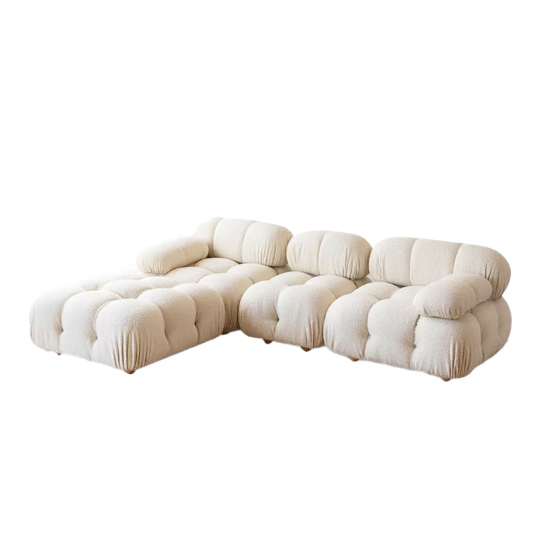 37" Wide Contemporary Sofa Fabric Tufted White Standard Seating