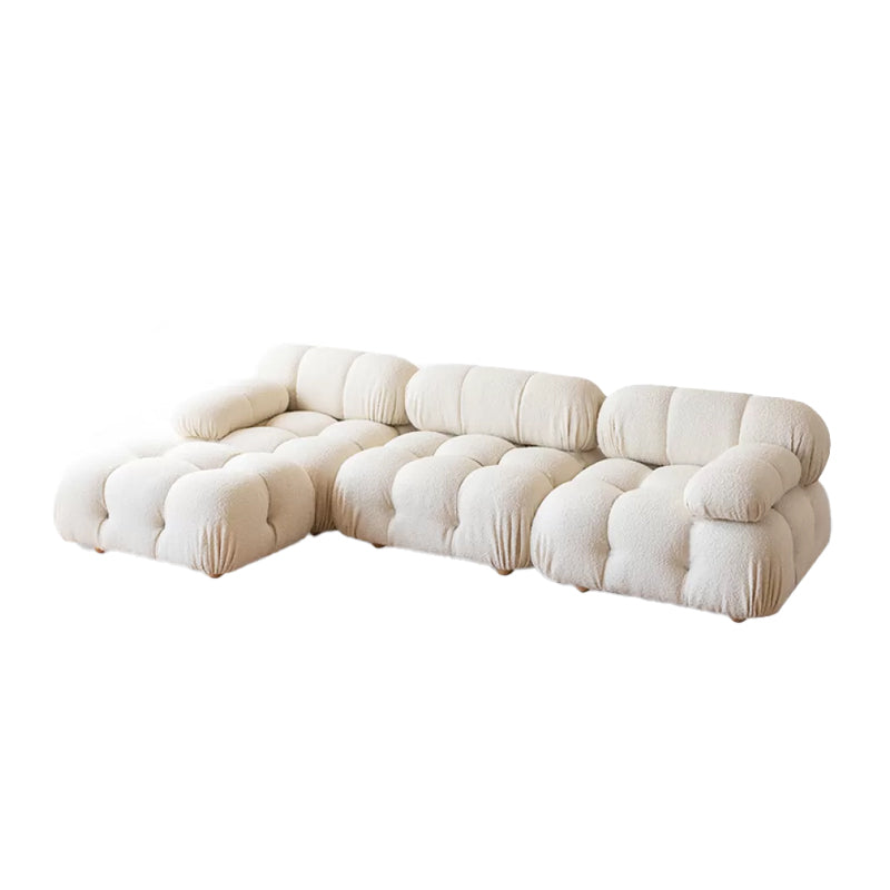 37" Wide Contemporary Sofa Fabric Tufted White Standard Seating