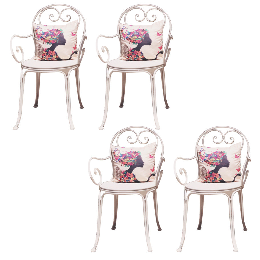 Contemporary Open Back Patio Arm Chair in Iron Frame Set of 2