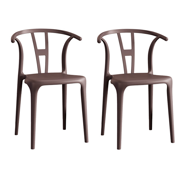 Contemporary Stacking Dining Side Chair in Plastic with Open Back