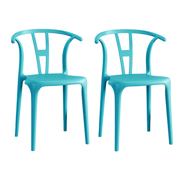 Contemporary Stacking Dining Side Chair in Plastic with Open Back
