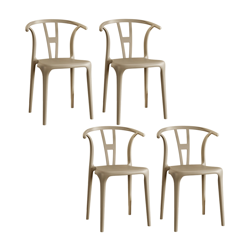 Contemporary Stacking Dining Side Chair in Plastic with Open Back