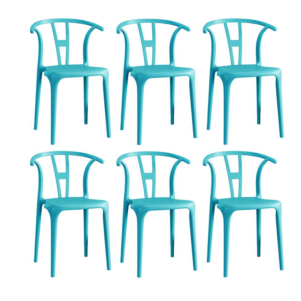 Contemporary Stacking Dining Side Chair in Plastic with Open Back
