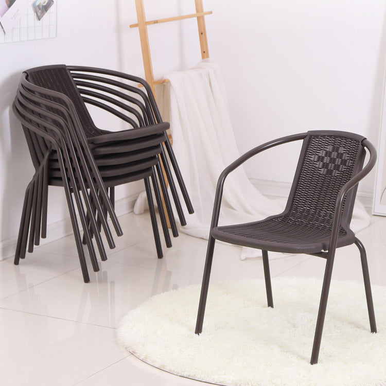 Contemporary Outdoors Dining Chairs in Metal Frame Stacking Chairs